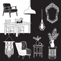 Black and white line of various home decor line black and white furniture chair table
