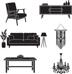 Black and white silhouette furniture interior home decor chair