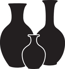 Black and white vase silhouettes vases outlines