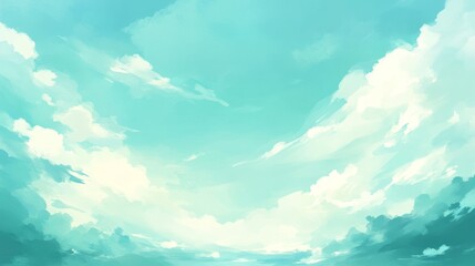 Delicate pastel sky with fluffy clouds.