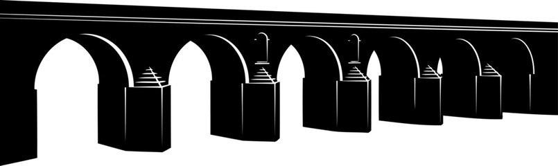 Obraz premium Perspective view of long masonry viaduct silhouette
