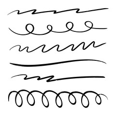 Set of hand drawn black marker scribbles and underlines vector elements