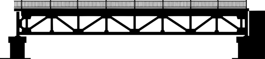 Fototapeta premium Industrial steel truss bridge side profile silhouette