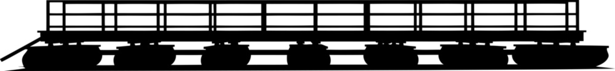Floating pontoon bridge silhouette with safety railings