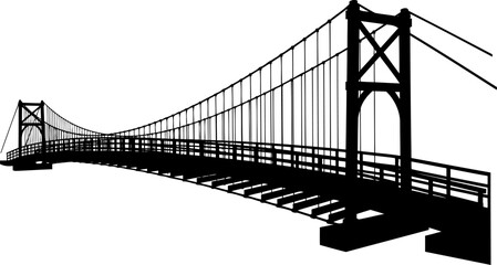 Obraz premium Expansive suspension bridge silhouette with multiple support towers