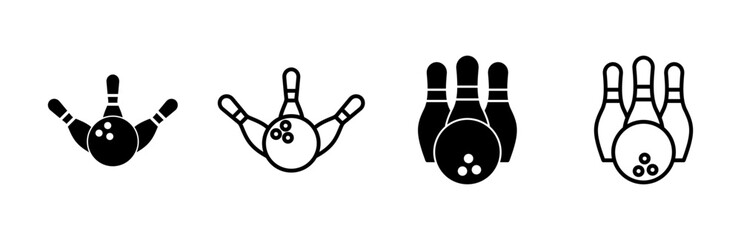 Bowling icon set. bowling ball and pin icon. bowling pins