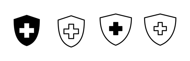 Fototapeta premium Health insurance icon set. Insurance health document icon
