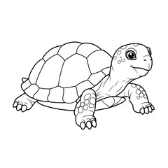 Outlined turtle with big shell, round spotted head, eyes, legs and smile