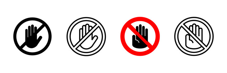 Stop icon set. stop road sign. hand stop icon vector © AAVAA