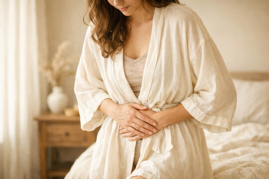 Uterine fibroids pain myoma endometrial polyp woman stomach ache