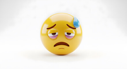 Fototapeta premium A digital yellow face expressing extreme fatigue and stress