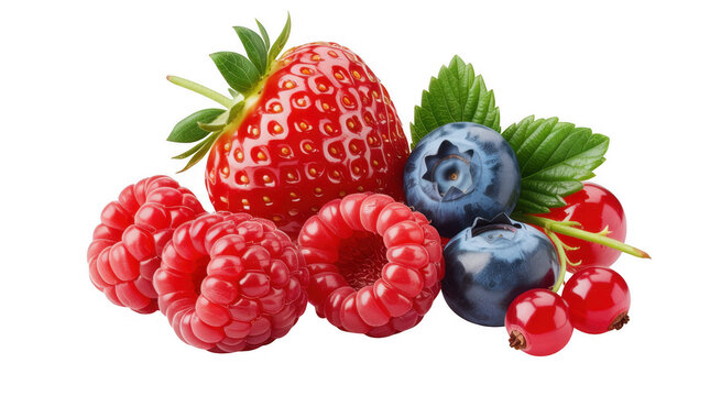 Assorted Berries and Fruits strawberry isolated on a transparent background