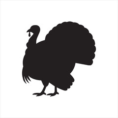 A striking black silhouette of a proud turkey in profile silhouette © Bissowjid