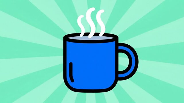 Steaming Coffee Mug on Pink Green Background.