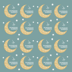 Seamless Ramadan Kareem Pattern with Crescent Moon