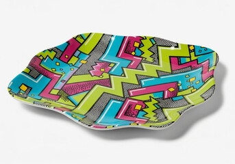 Abstract Geometric Pattern on Irregular Shaped Ceramic Dish