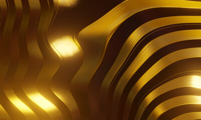 Abstract golden curvy metallic background