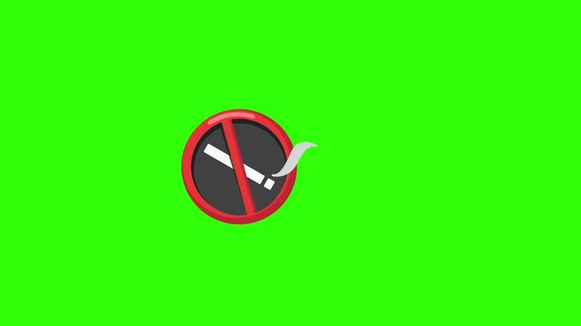 No Smoking Sign on Green Screen Background 1.