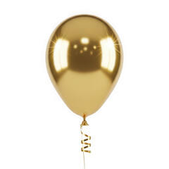 Shiny gold balloon with ribbon isolated on transparent background isolated on transparent background