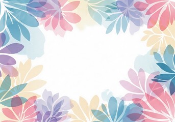 Obraz premium Pastel floral frame illustration with watercolor texture for backgrounds