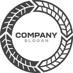 Fototapeta premium Circular automotive logo design with interlocking tire tread elements for company branding transport and vehicle identity