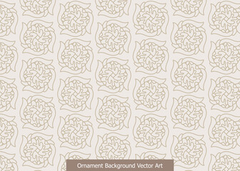 Elegant seamless ornamental pattern with intricate swirling designs on a light beige background, perfect for decorative vector art.