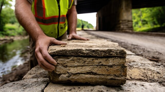 keystone. The final keystone being placed into a stone arch bridge, architectural detail. real-estate listings.