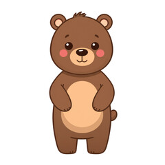 Cute brown bear standing isolated on transparent background