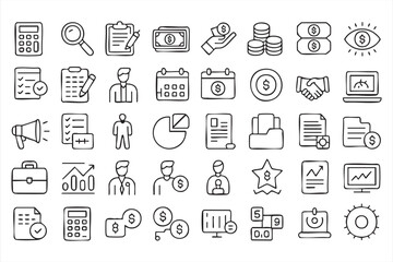 Fototapeta premium Financial Reporting Line Icons for Business Analytics Dashboards