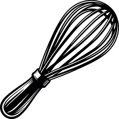 Kitchen Whisk Silhouette  Baking and Cooking Utensil Illustration isolated  on White Background.