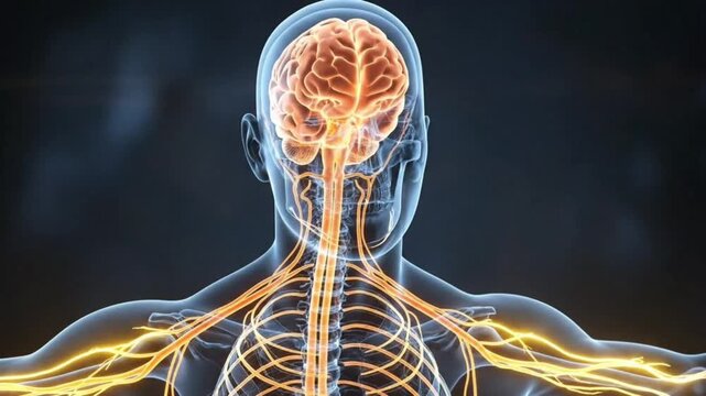 Human Brain and Nervous System Anatomy Visualization