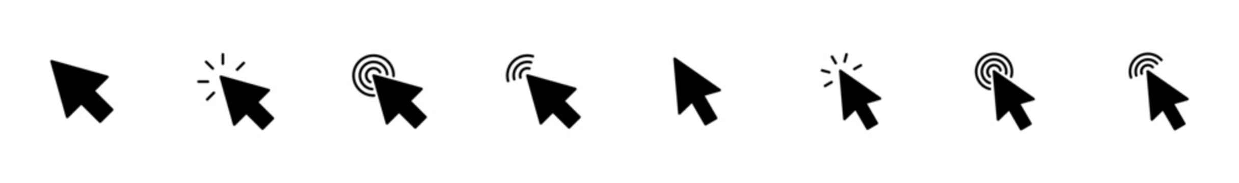 Click icon vector isolated on white background. Cursor icon. Computer mouse click cursor black arrow icons. pointer arrow