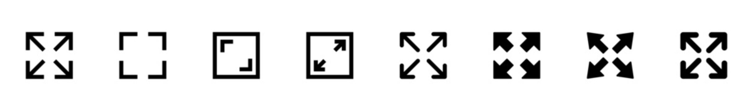 Fullscreen Icon vector isolated on white background. Expand to full screen icon. Fullscreen sign icon. Arrows symbol