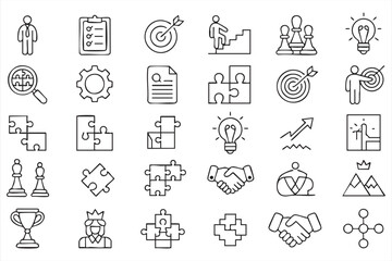 UI Strategy Line Icons for Business Planning and Decision Making
