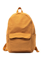 A neutral-toned, simple backpack isolated on white, with a front pocket and curved shape
