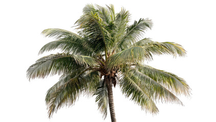 Fototapeta premium A tall, tropical tree with a rough trunk and long, green fronds isolated on black