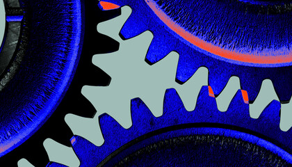 blue gears on a blue background