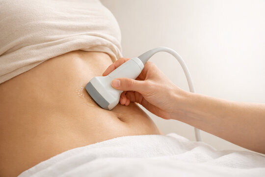 Fatty liver ultrasound check liver health nafld medical exam abdomen scan female patient clinic