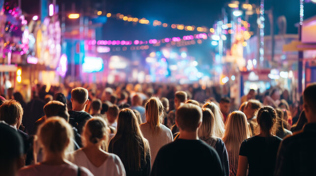 Adelaide fringe Festival, Large crowd enjoying vibrant night atmosphere at Adelaide Fringe Festival street celebration