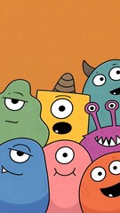 Cute Cartoon Monster Characters Illustration
