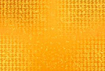 黄金色に輝くリッチなアメリカ通貨ドル記号＄マークパターン入り背景素材