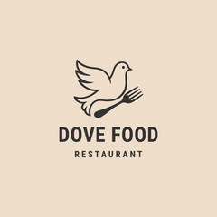 Fototapeta premium Restaurant logo template with bird and fork icon concept
