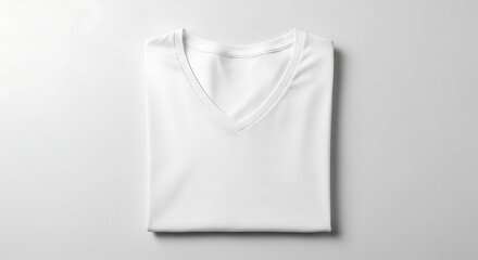 white v-neck t-shirt on gray background.