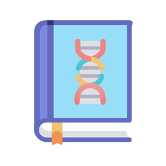 Flat illustration of DNA sequence book icon symbol