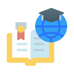 Global education concept with graduation cap and opened book