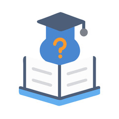 Education and learning concept showing open book and question