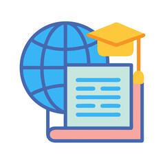 Global education icon symbolizing international learning opportunities online