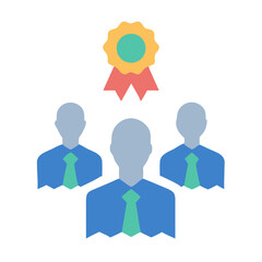 Team achievement and recognition with a graphic award symbol