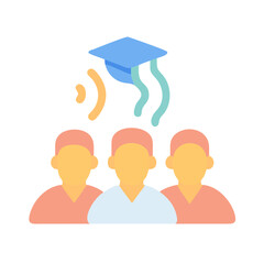 Graduation celebration concept with students and mortarboard flat design