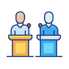 Political debate stylized illustration with two abstract figures